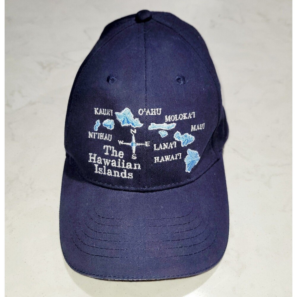 Hawaiian Islands By Surfware Hat Cap Hook Loop One Size Embroidered VTG Y2K EUC